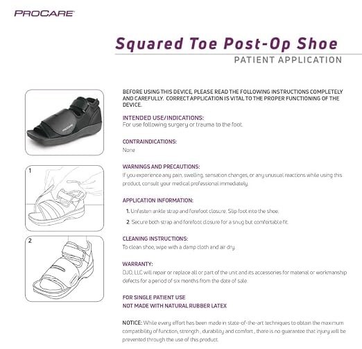 ProCare Squared Toe Post-Op Shoe Black Medical Recovery Walking Boot Surgical M
