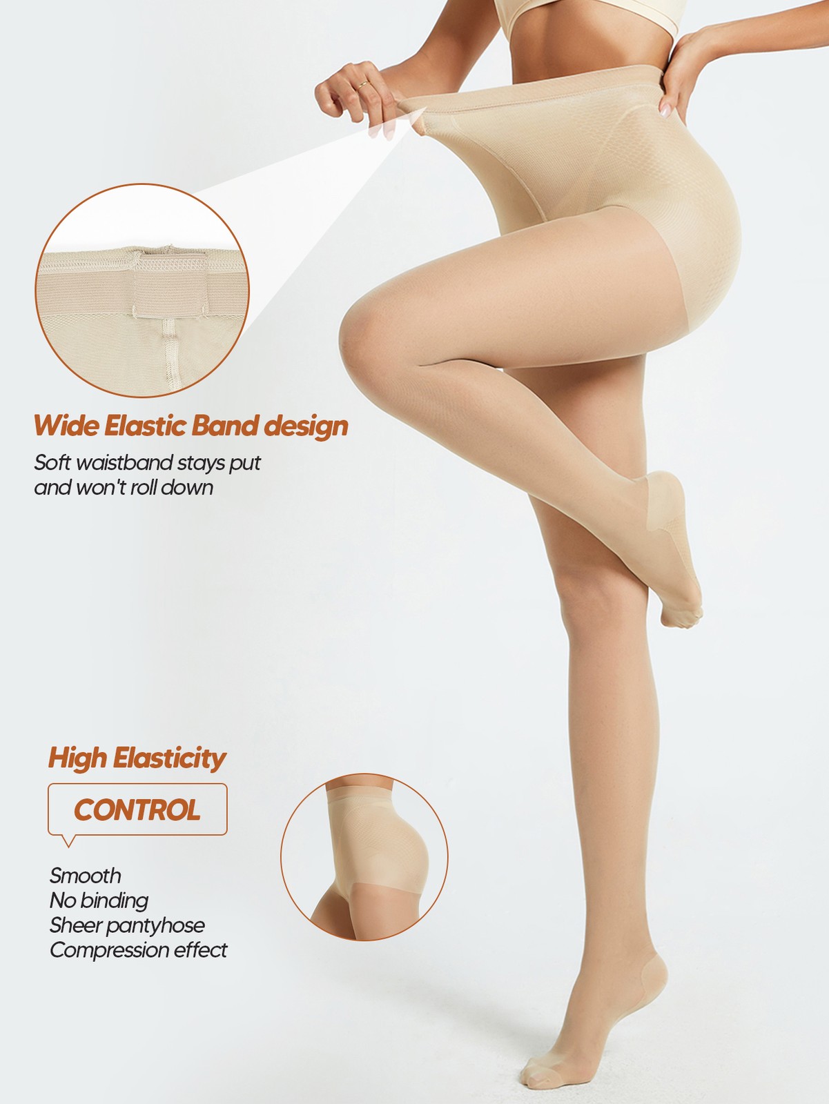 Compression Pantyhose for Women 8-15mmHg​ High Waist Compression Stockings