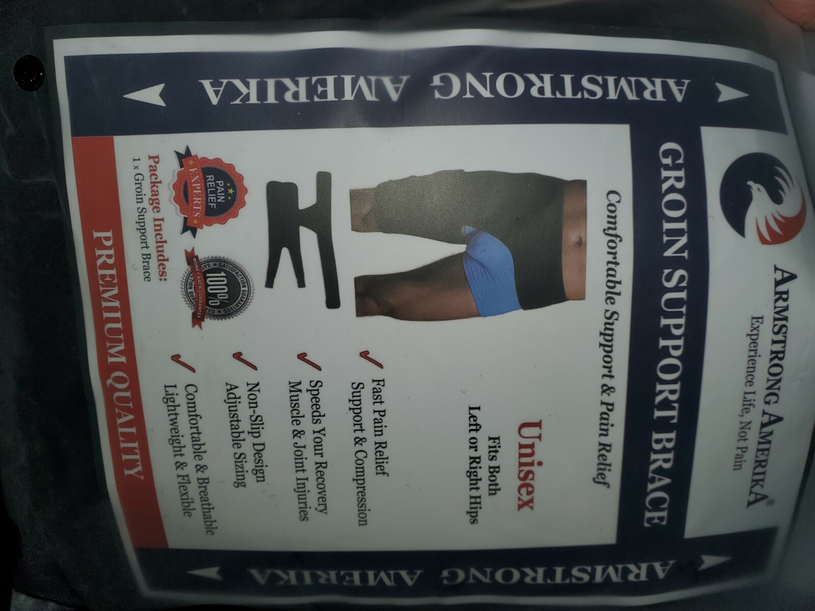 New Armstrong Amerika groin support large black Right or left