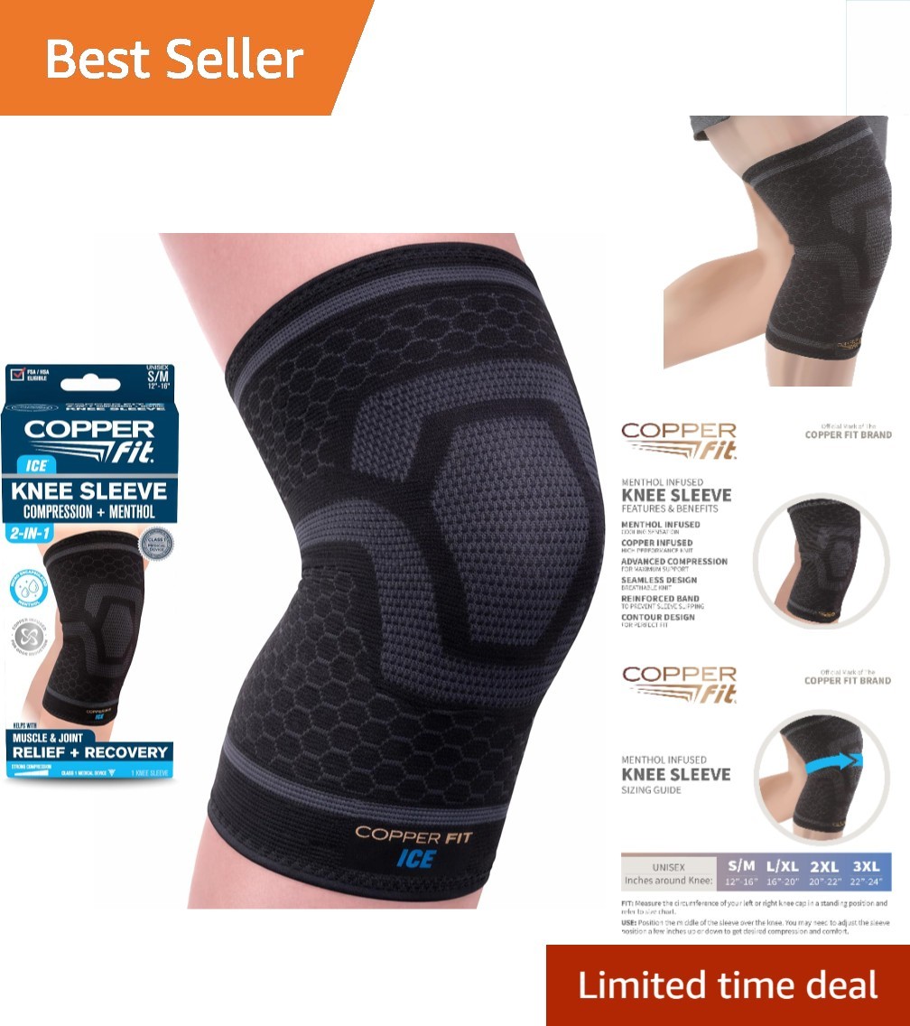 ICE Menthol-Infused Knee Compression Sleeve – Large/X-Large for Fast Relief