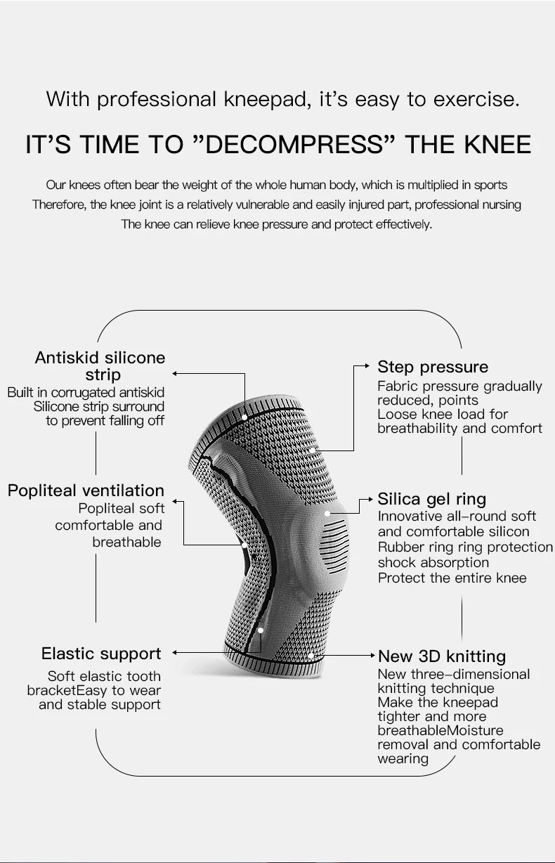 Knee Sleeves Compression Brace Support Sport Joint Injury Pain Arthritis Relief