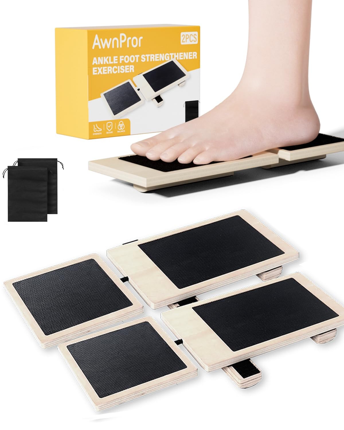 2PCS Sidekick Ankle Board,Blackboard Foot Trainer 12″ L x 4″ W x 2″ H, Black