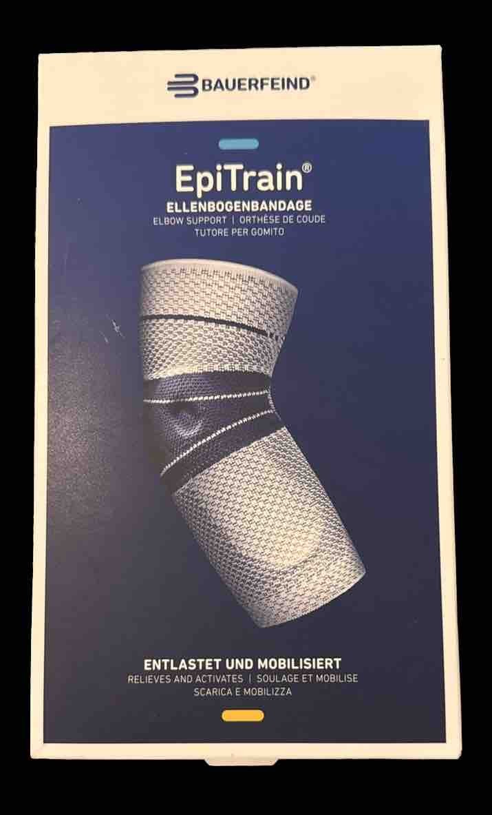 Bauerfeind EpiTrain Elbow Brace~Size 4~Elbow Pain Support Germany Blu/Black NEW!