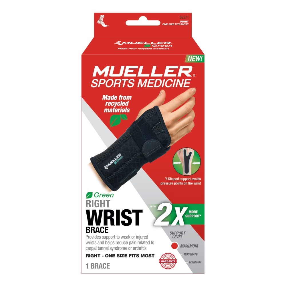 Sports Medicine Green Fitted Wrist Brace, Right, OSFM, Black