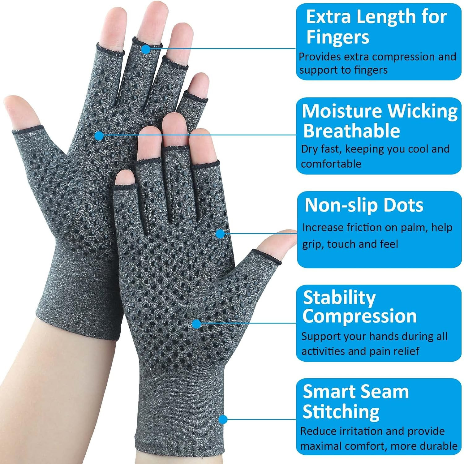 2 Pairs Arthritis Gloves for Pain Relief, Compression Gloves for Arthritis, C…