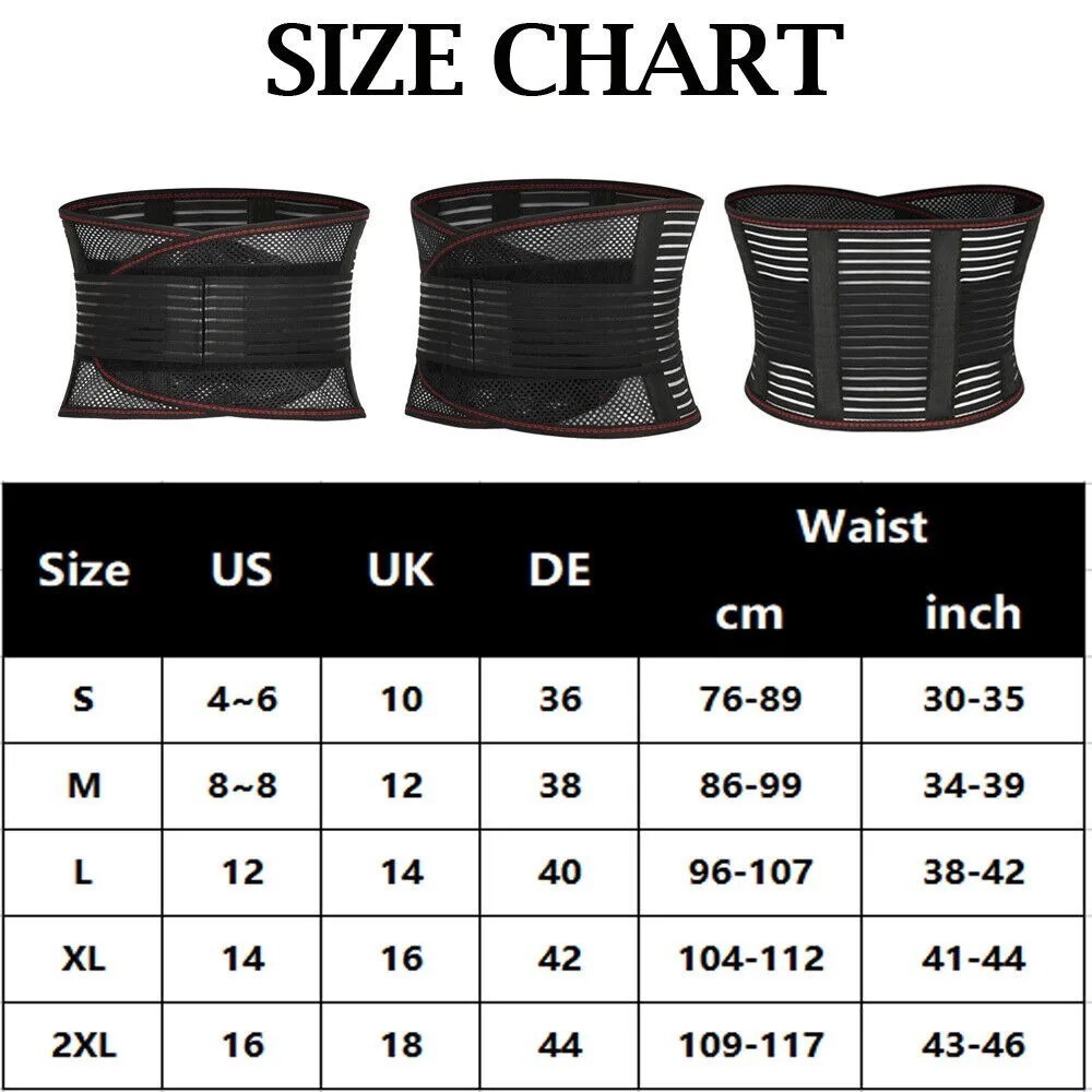 Adjustable Lower Back Brace Lumbar Support Waist Belt For Men Women Pain Relief