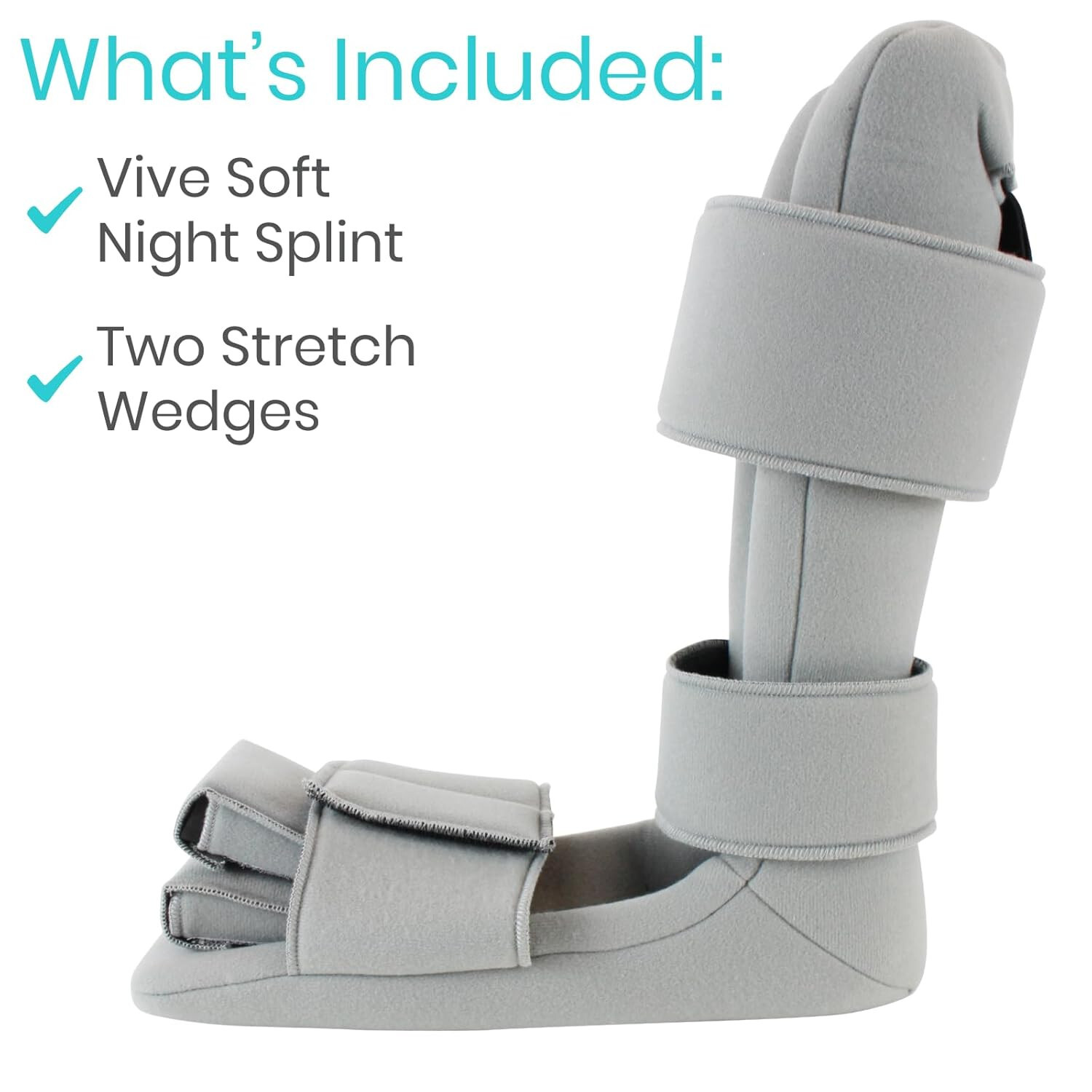Leg Brace Support Splint Trigger Point Night Plus Stretch Wedges Soft Gray Large
