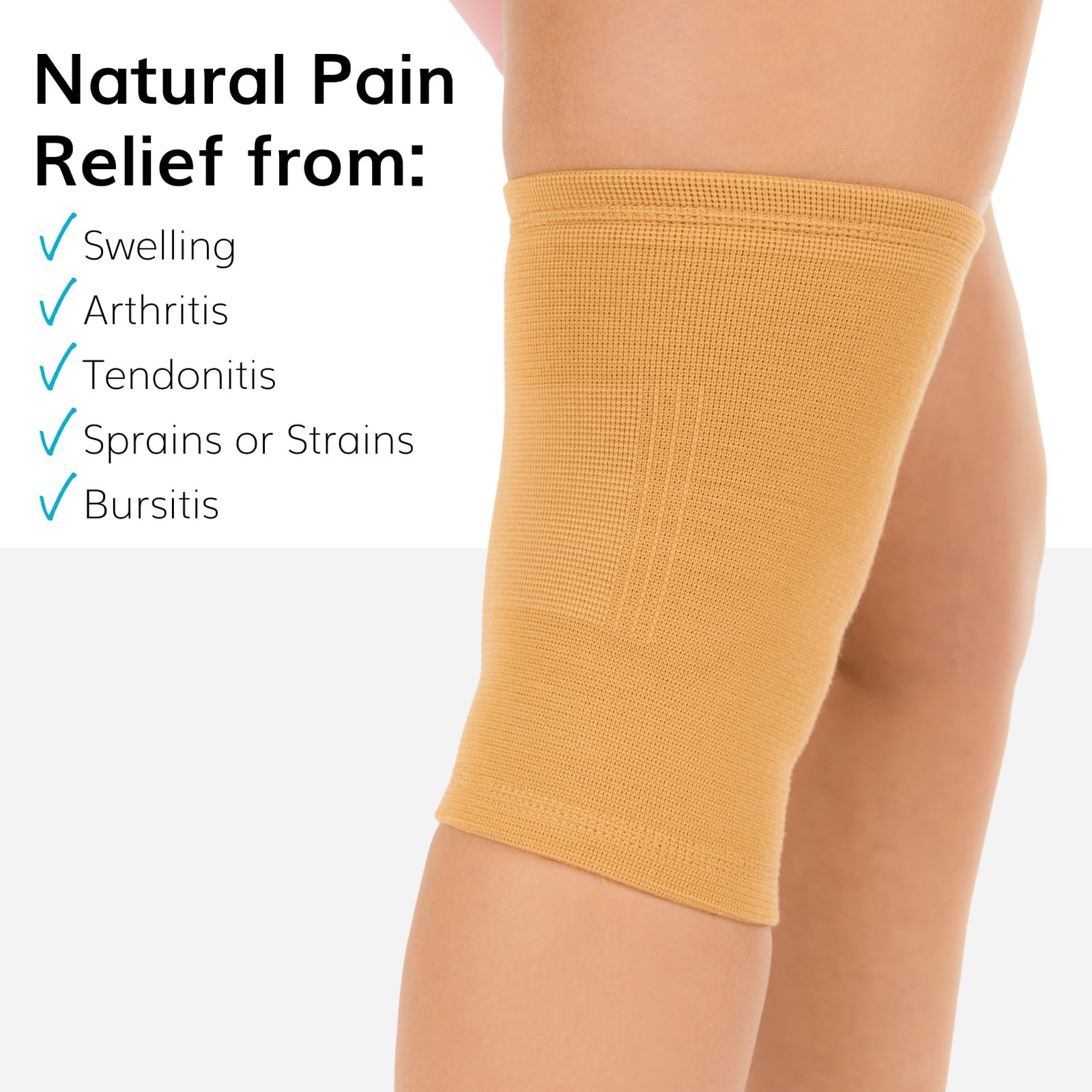 BraceAbility Elastic Slip-on Knee Sleeve | Flexible Fabric Medium, Beige