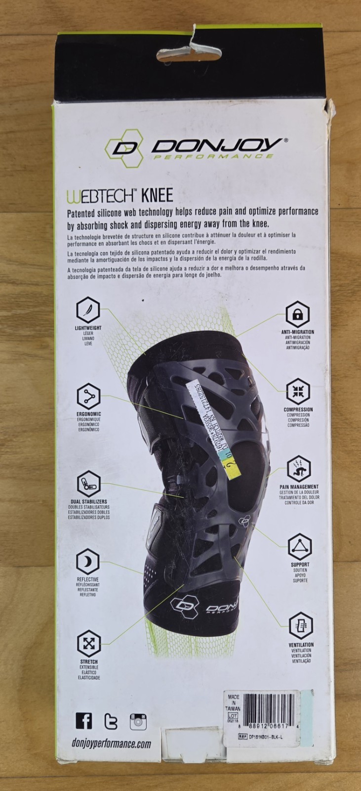 DonJoy Performance Webtech Knee Brace w/ Compression Undersleeve Size Large (L)