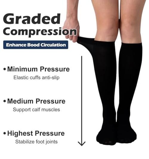 (3 pairs) Compression Socks 20-30 mmHg Long Small-Medium 3p8 Beige/Nude/Coffee
