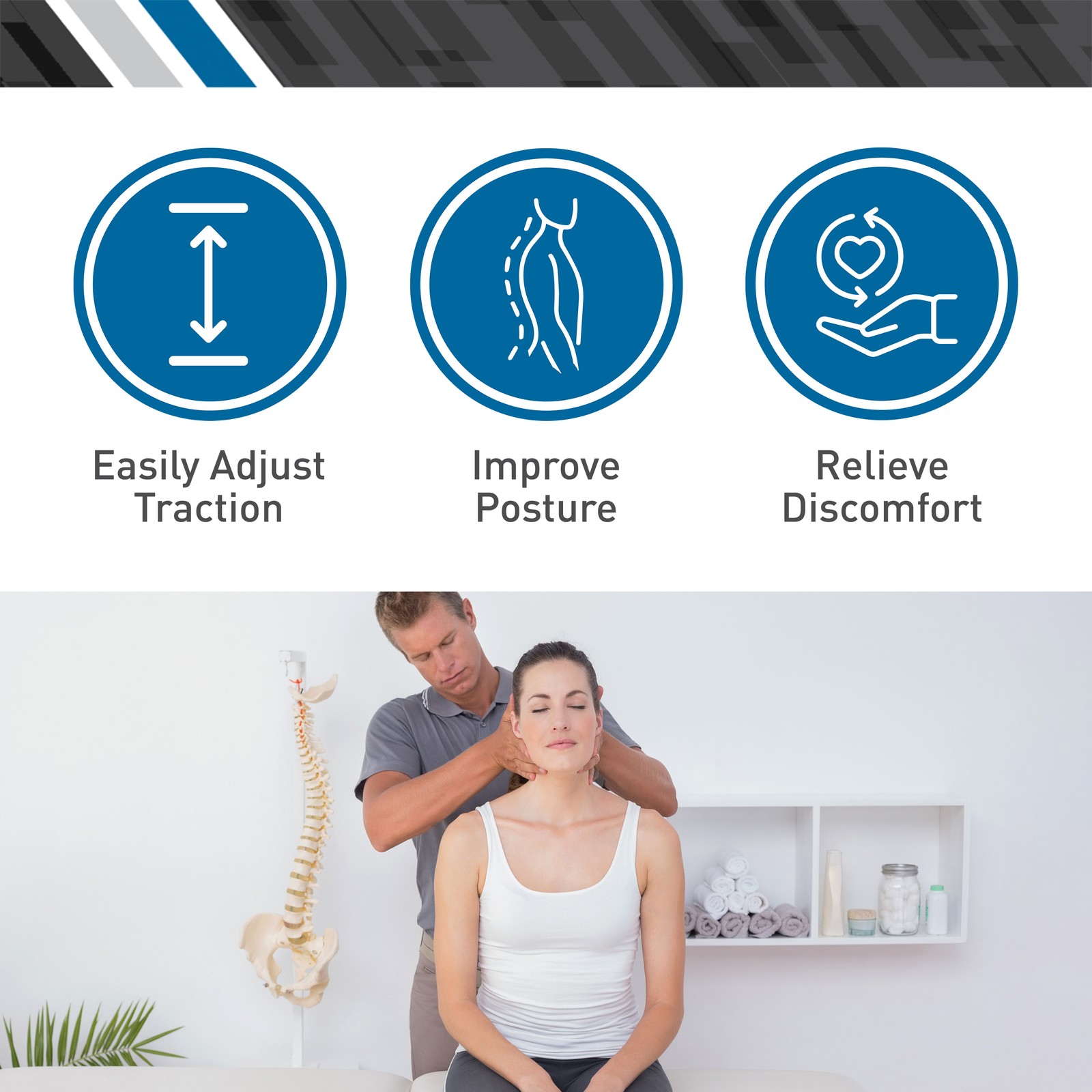 Body Sport Cervical Traction Collar Neck Brace, Decompression and Compression
