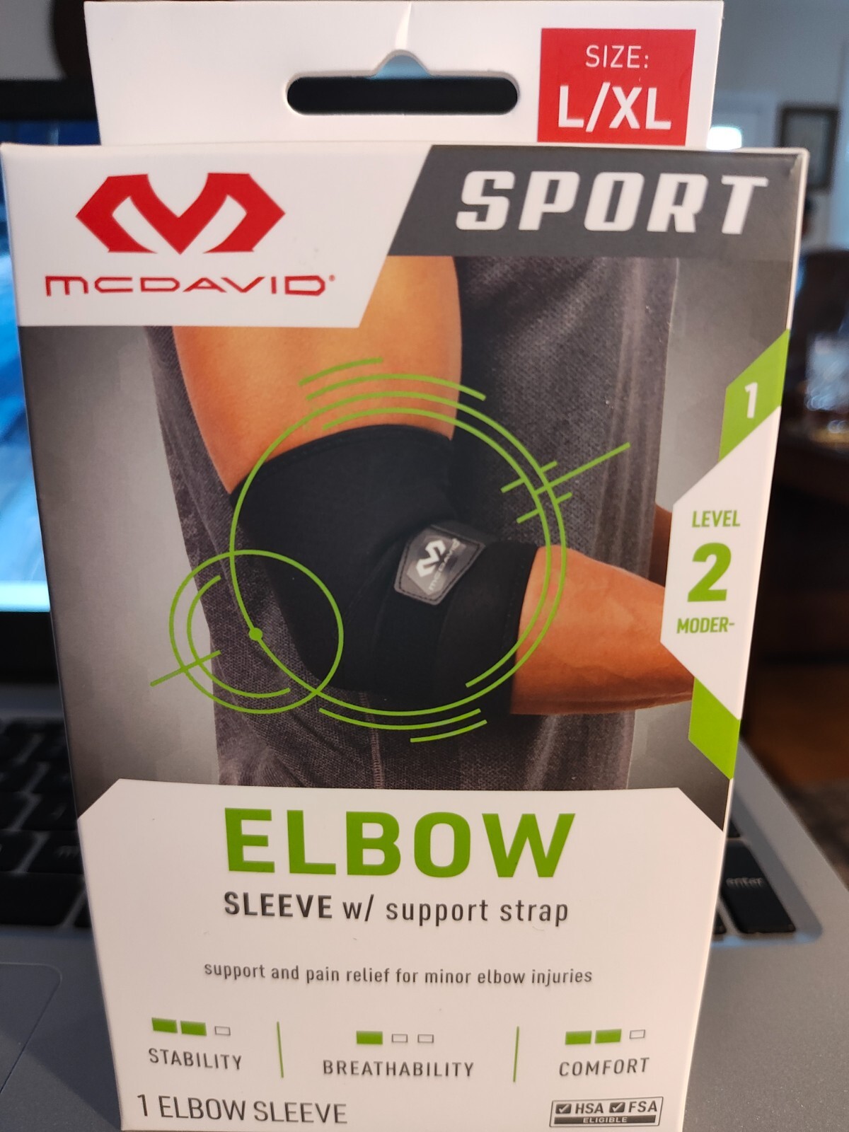 MCDAVID Sport Compression Sleeve for Elbow ~ Level 2 ~ (L/XL) 1 Sleeve ~ “NEW”