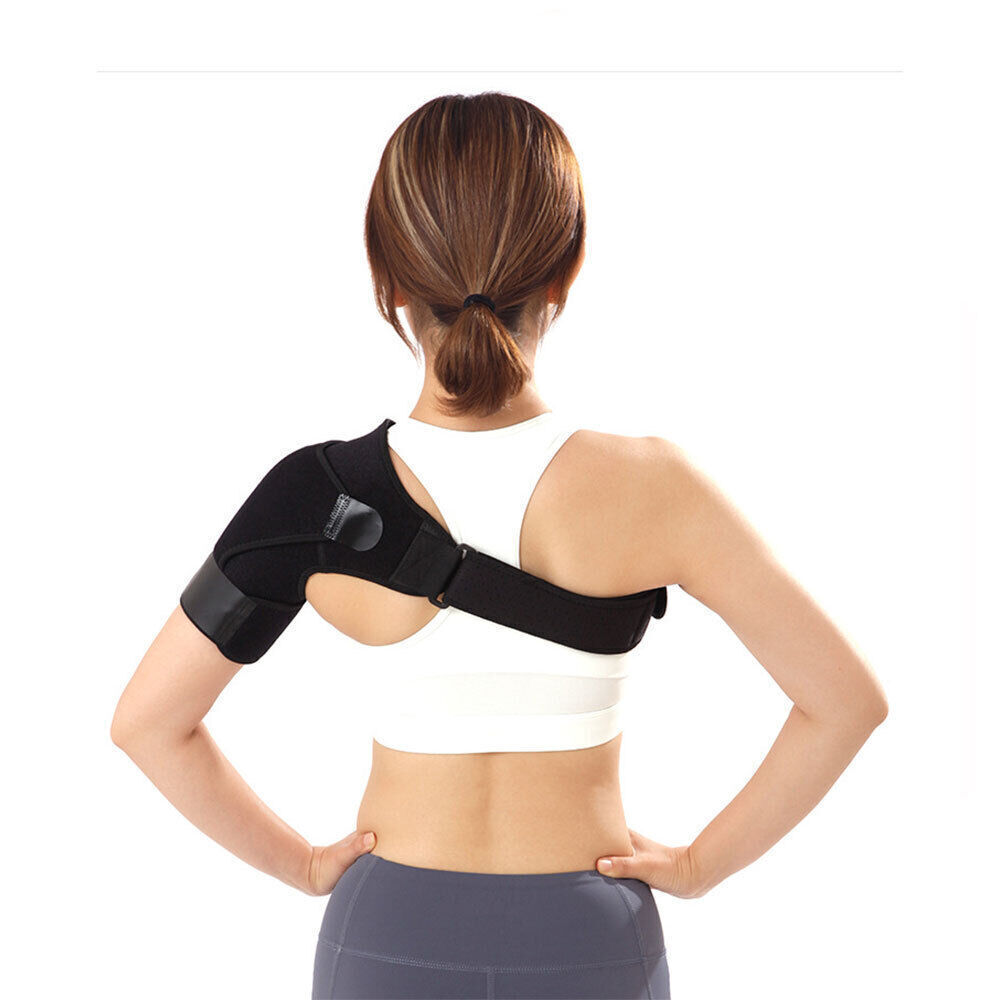 1X Adjustable Shoulder Support Brace Compression Strap Heat Patch Sports