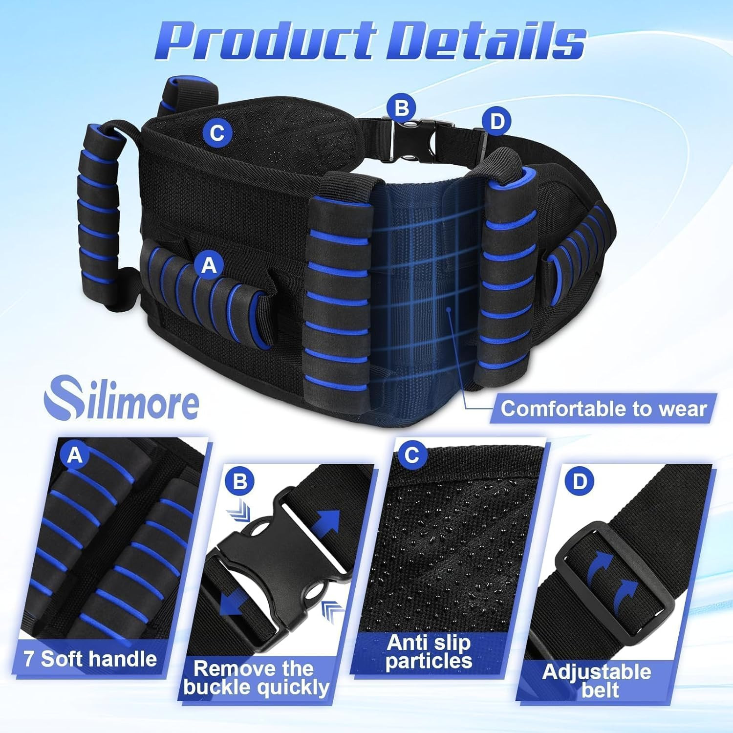 Gait Belt for Seniors with Handles, Gate Belts Medical with Quick Release Latch