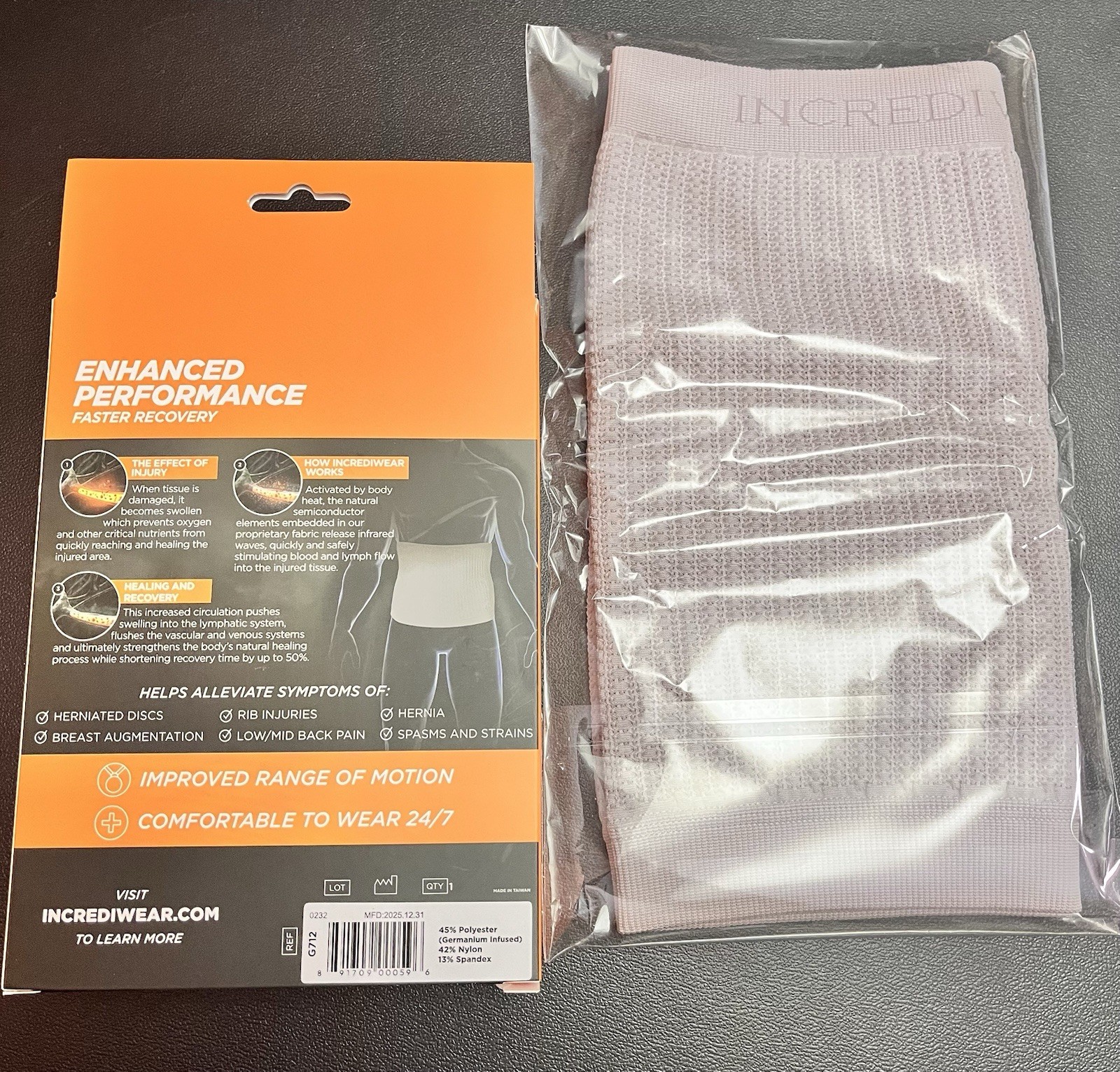 Incrediwear Body Sleeve S/M Compression Support Recovery – New