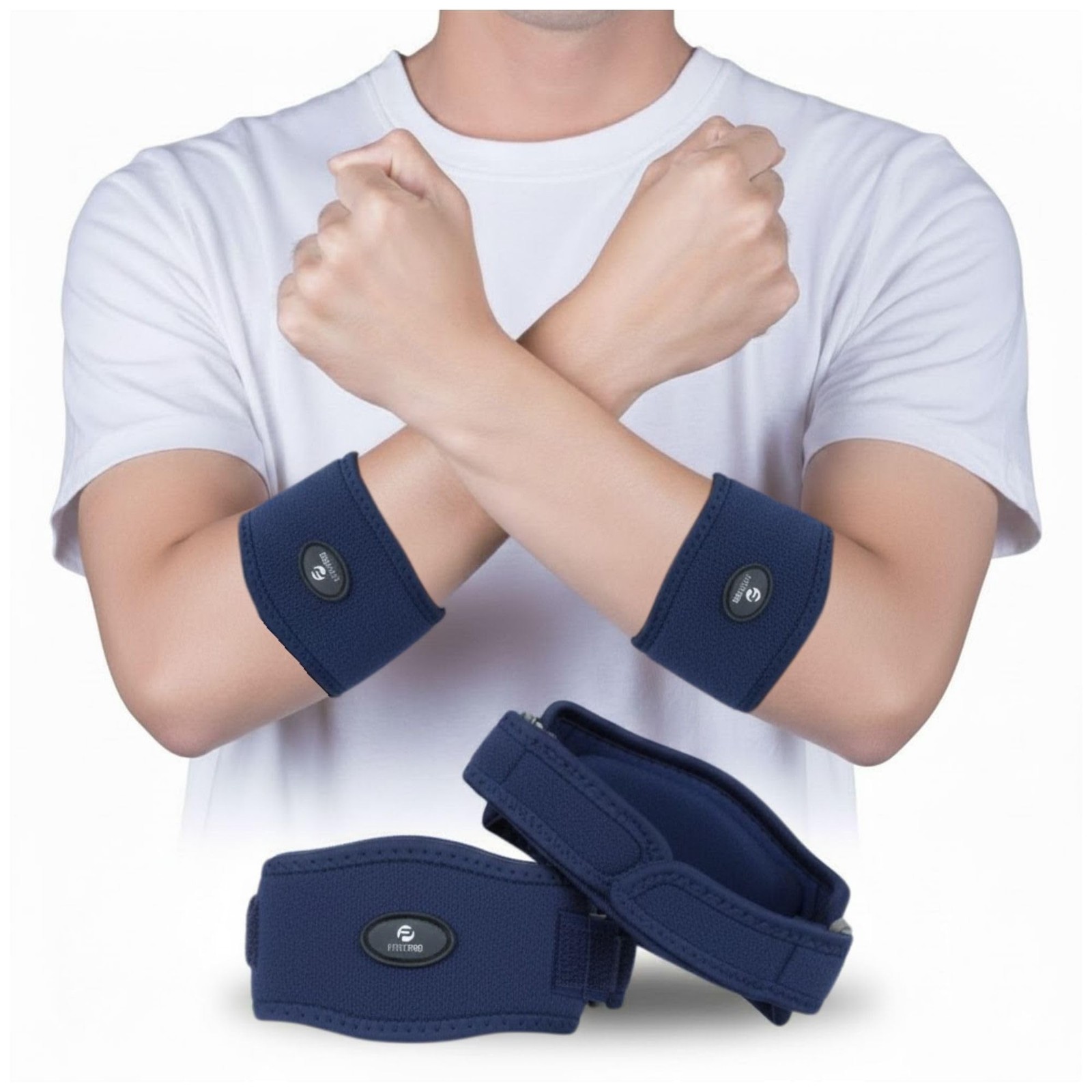 Fittest Pro Elbow Brace 2 Pack for Tennis & Golfer’s Elbow Pain Relief (Navy)