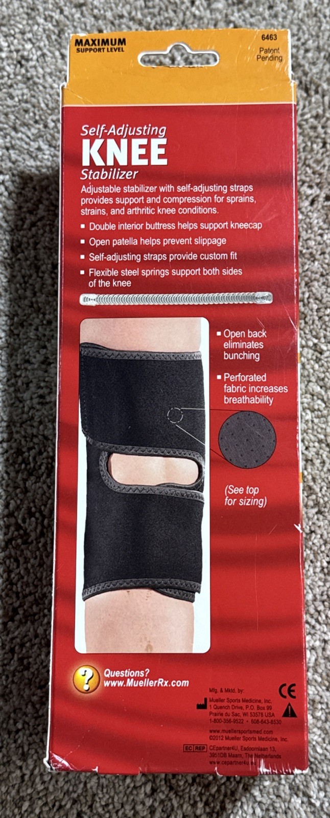 Mueller Self Adjusting Knee Stabilizer *Black *One Size Max Support #6463