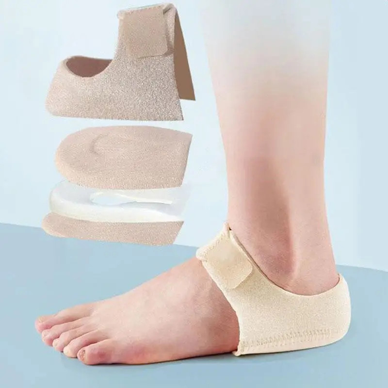 1 Pair Silicone Heel Pads Shock Absorption Relieving Leg Pressure Adjustable Str
