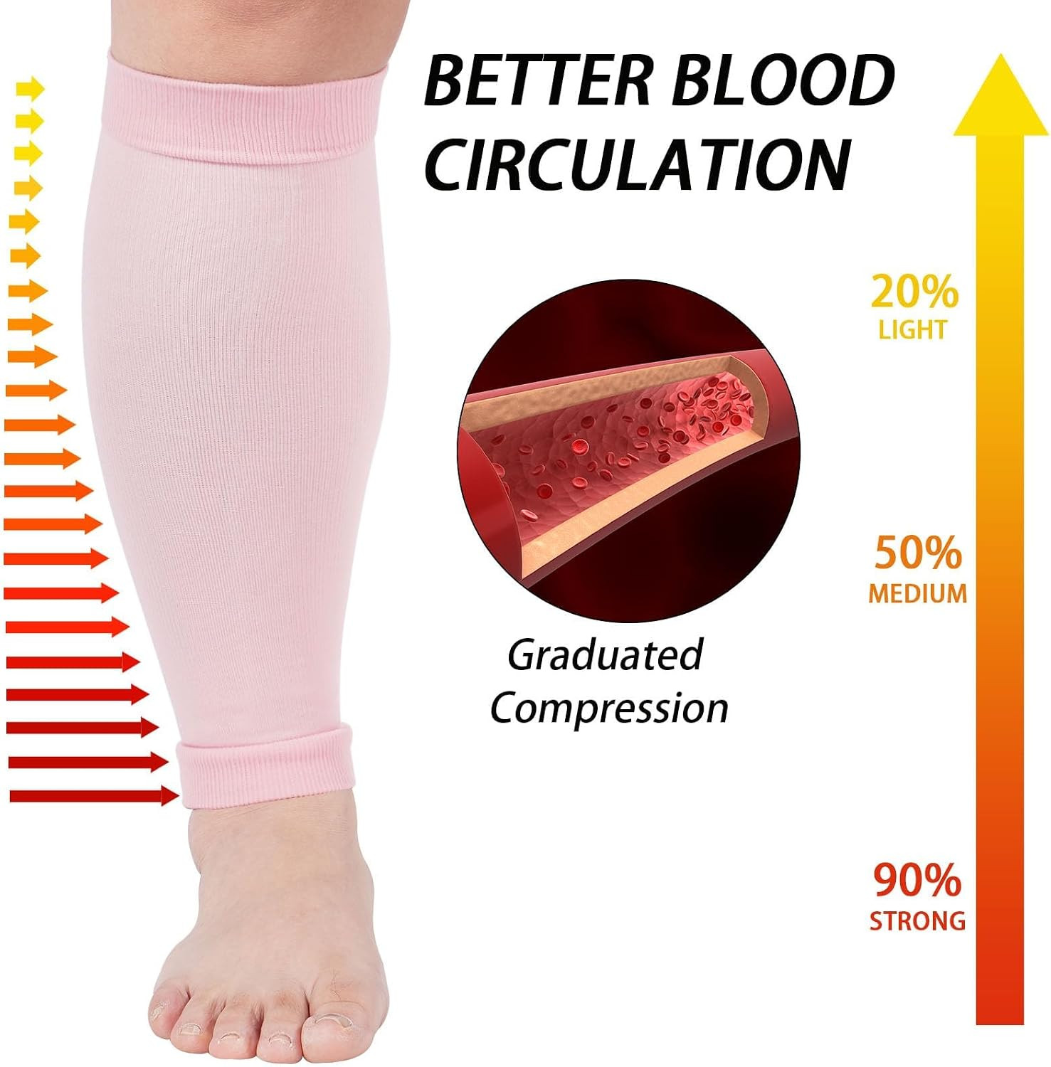 Plus Size Compression Leg Sleeves for Wide Calf 15-20mmHg Knee High Support