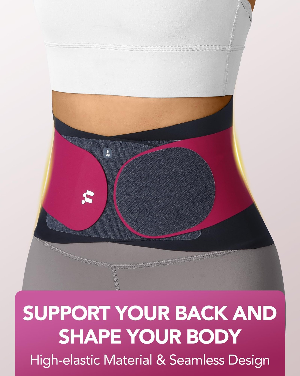 0.5mm Ultra Thin Back Brace with 3D Lumbar Pad, Seamless Yoga Fabric, Lightwe…