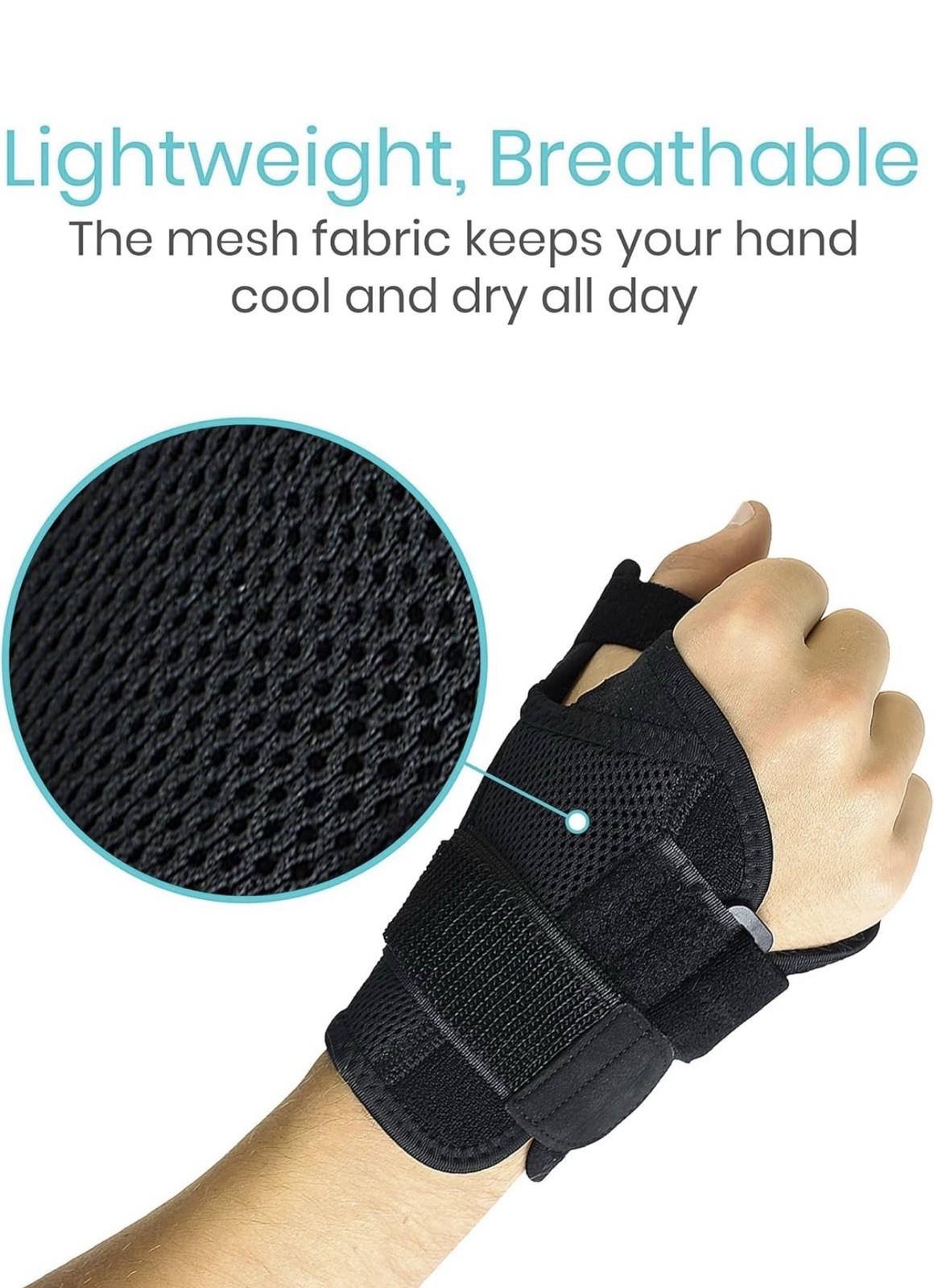 Vive Thumb Brace Black Adjustable Removable Splints Fits Left and Right Hand