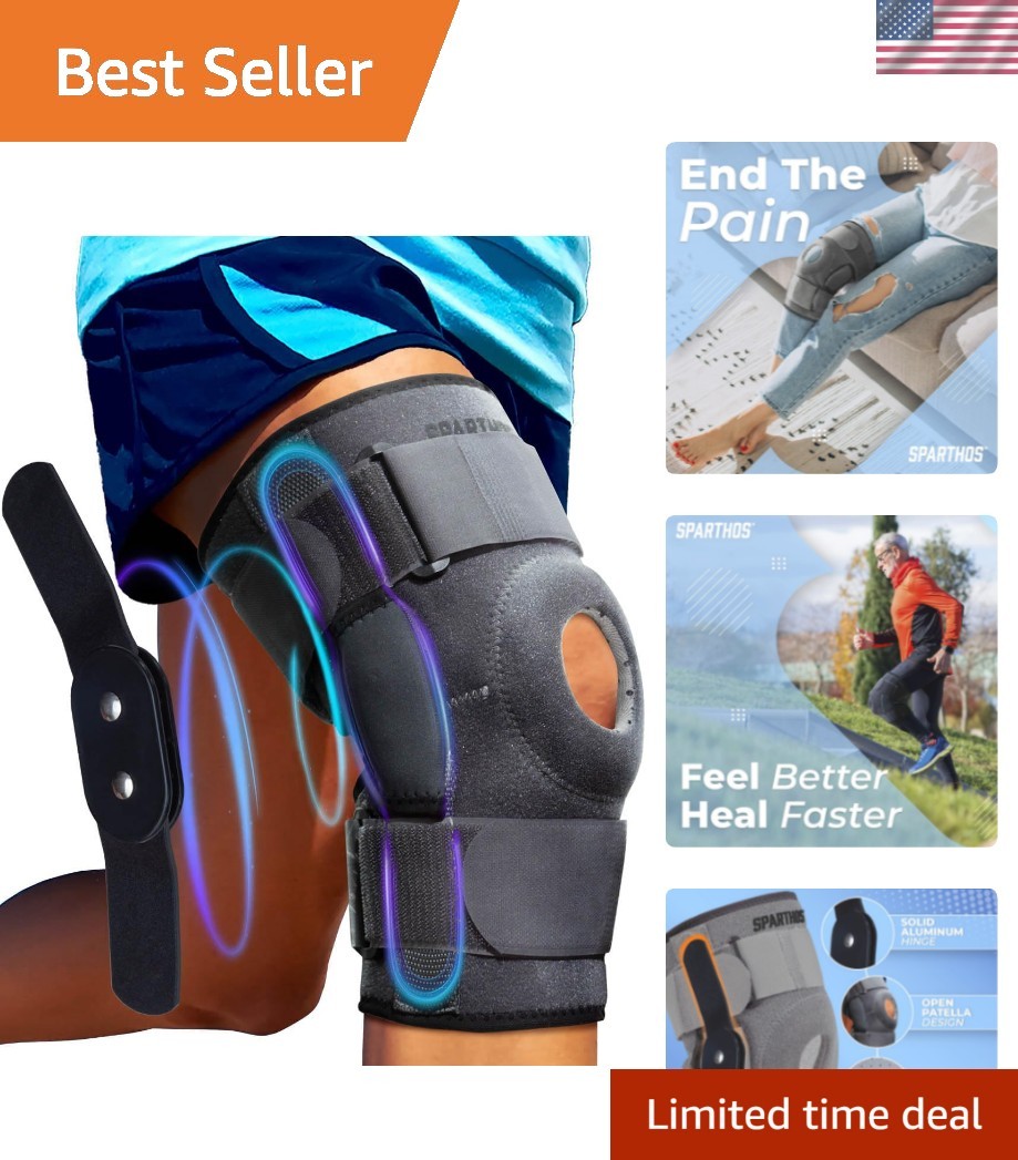 Unisex Adjustable Knee Brace with Dual Hinges and Open Patella – XX-Large Fit