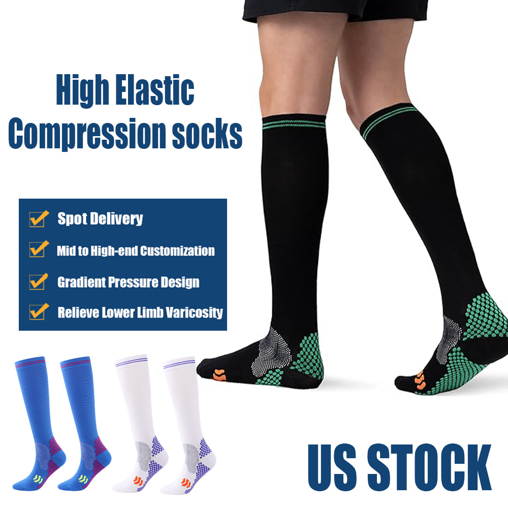 3 Pairs Compression Stockings 20-30 mmHg Medical Grade-Ⅱ Socks Black+Blue+White