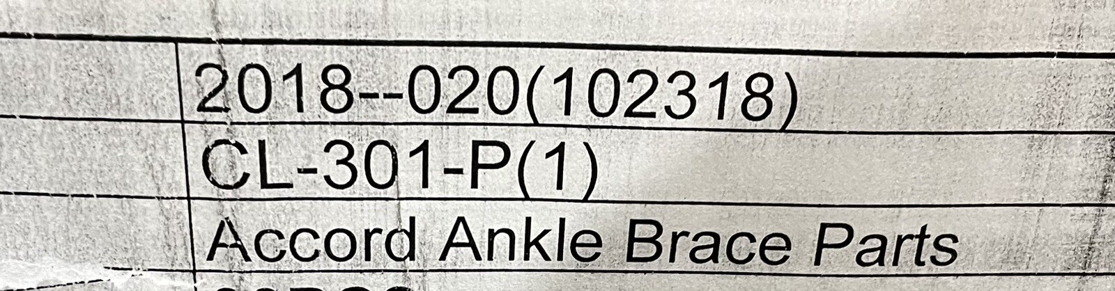 CL-301-P Posterior Support Panel For Accord Ankle Brace PANEL ONLY!! NEW!
