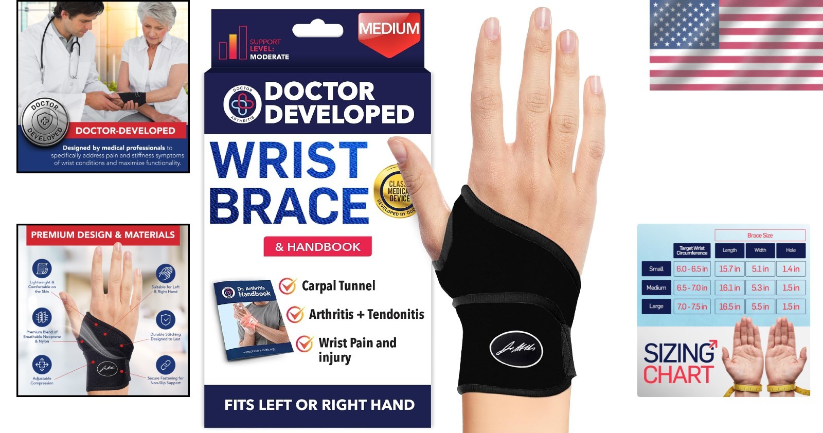 Adjustable Wrist Brace for Tendonitis & Carpal Tunnel – Lightweight & Breathable