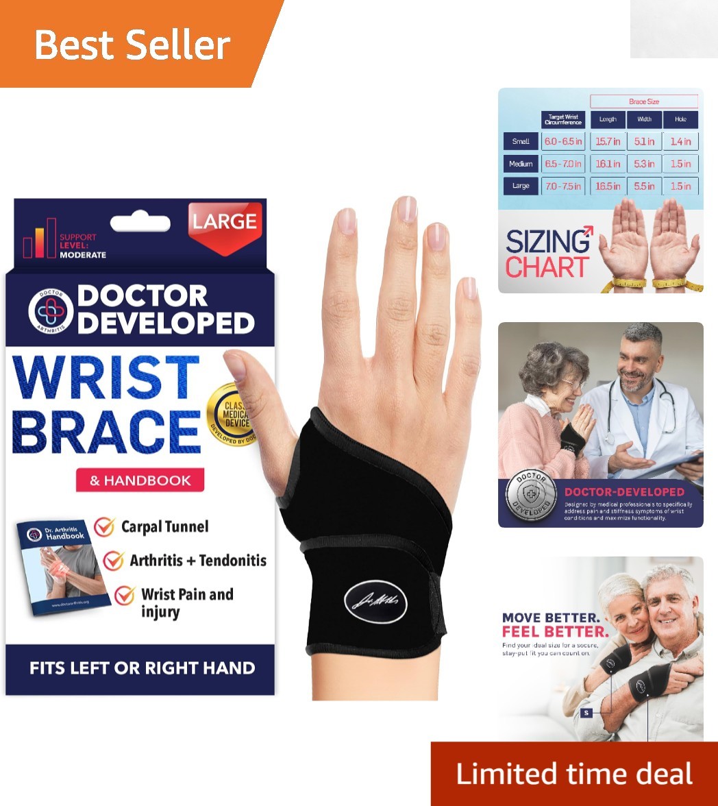 Comfortable Neoprene Wrist Brace – Large Size for Tendonitis & Arthritis Relief