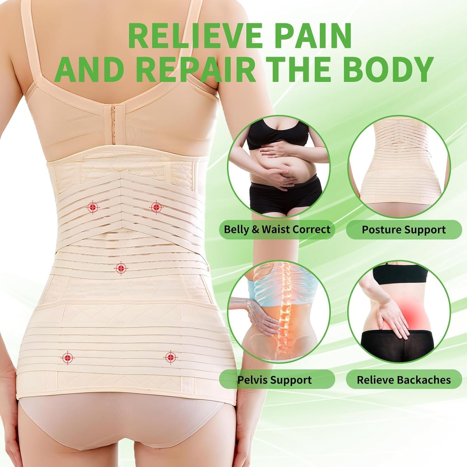 ZOLIQUEX XXX-Large 2 in 1 Postpartum Belly Band Wrap Beige, XXX-Large, Beige