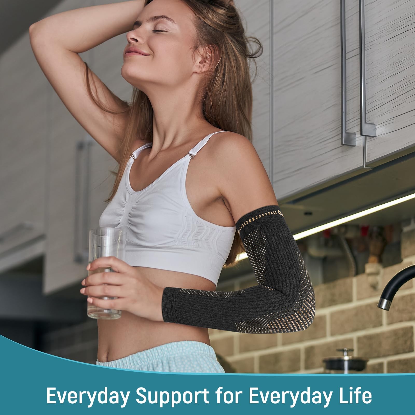 Copper Elbow Compression Sleeve – Tennis & Golfers Elbow Support Brace, Exten…