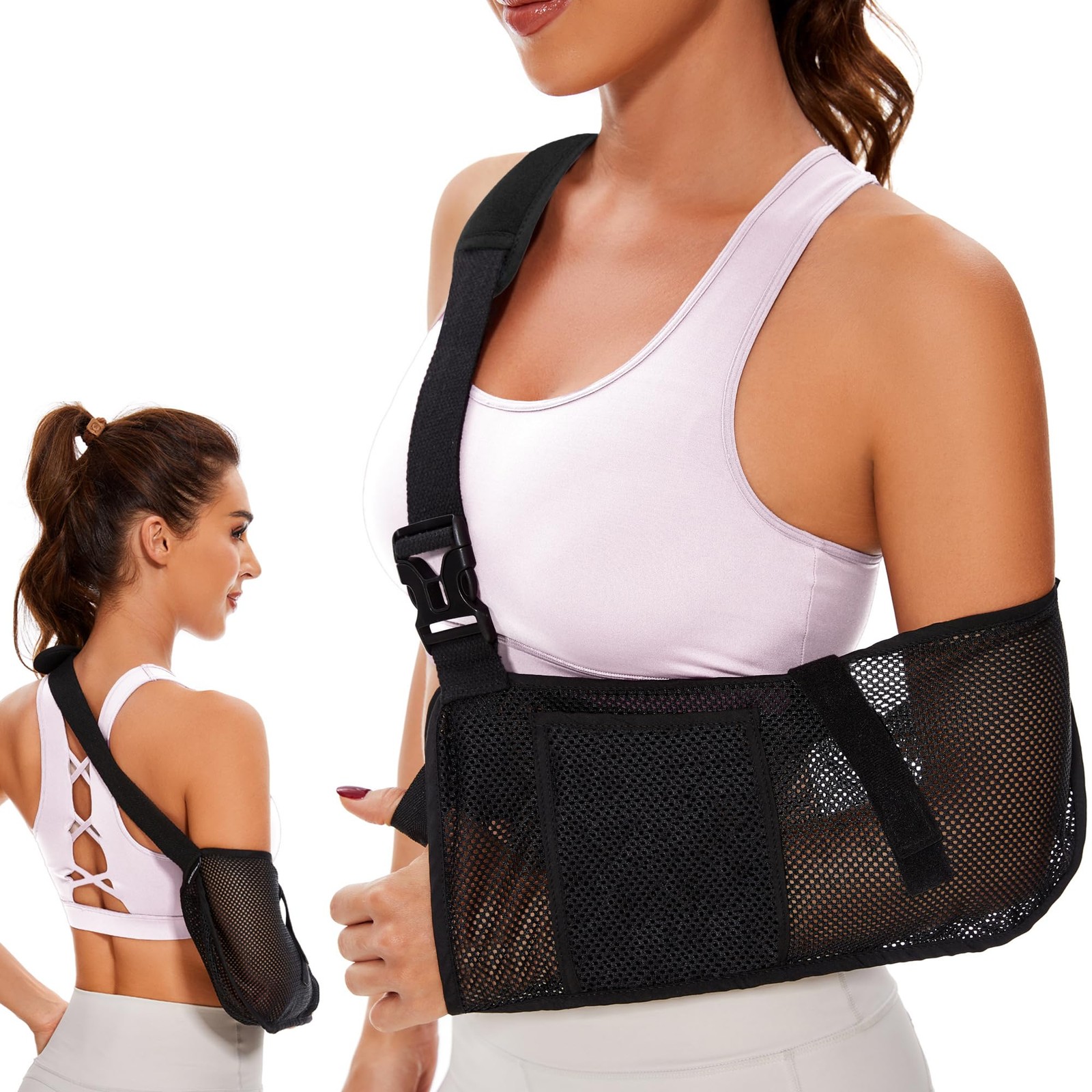 KONSEDIK Mesh Arm Sling – Medical Shoulder for Shower – Large, Black
