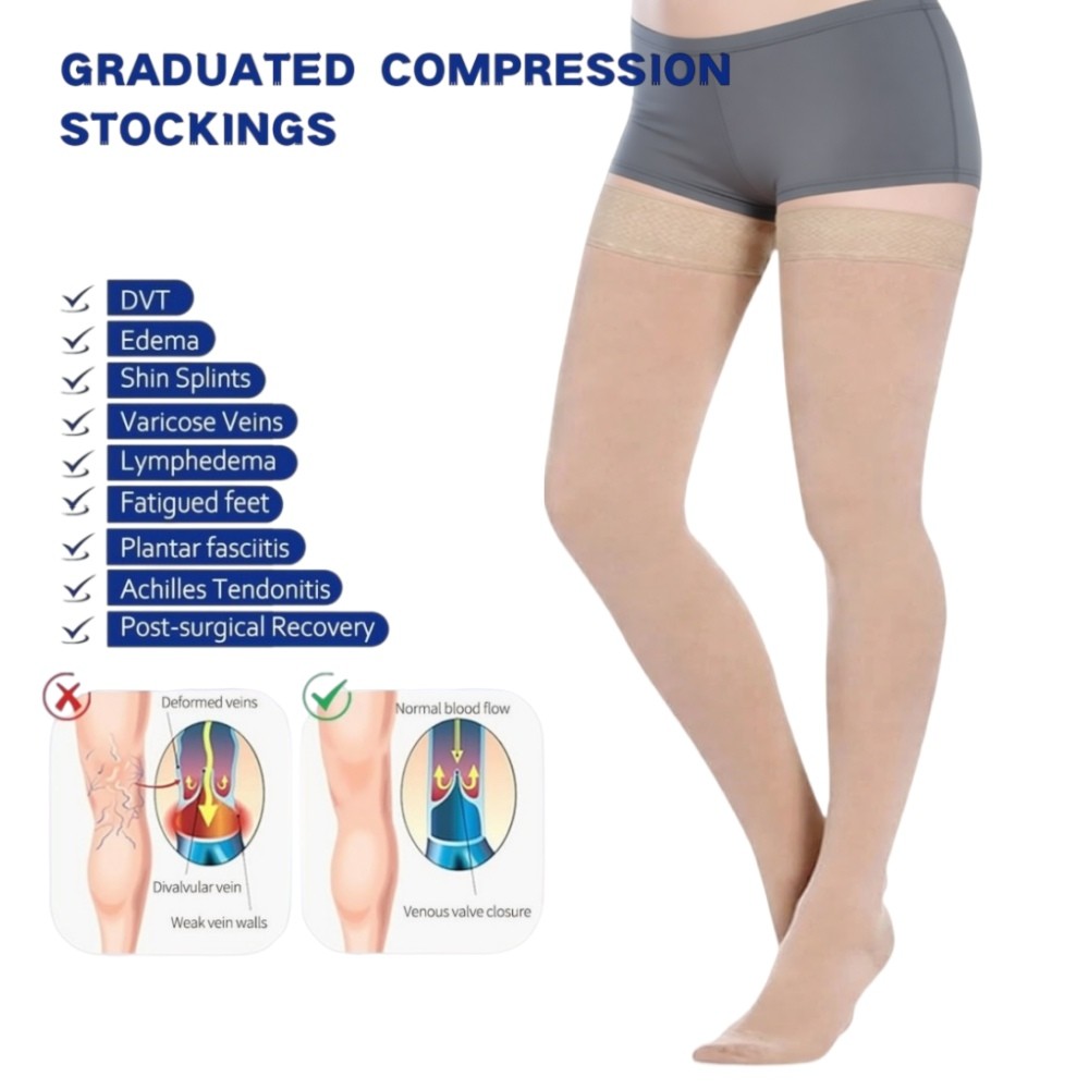 Copper Compression Socks Thigh High Calf Foot Sleeve Support Pain Relief Women