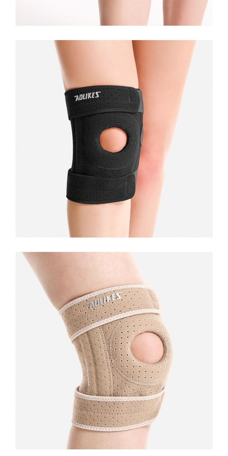 Aolikes 1pcs Breathable Four Spring Knee Support Brace Kneepad Adjustable Patell