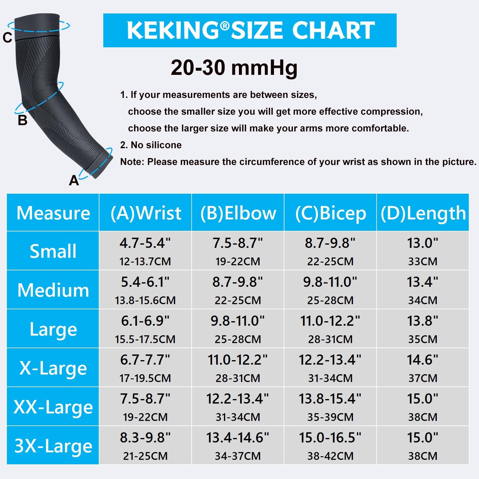 ® Compression Arm Sleeves, Firm 20-30mmHg Graduated Compression Full Arm Supp…