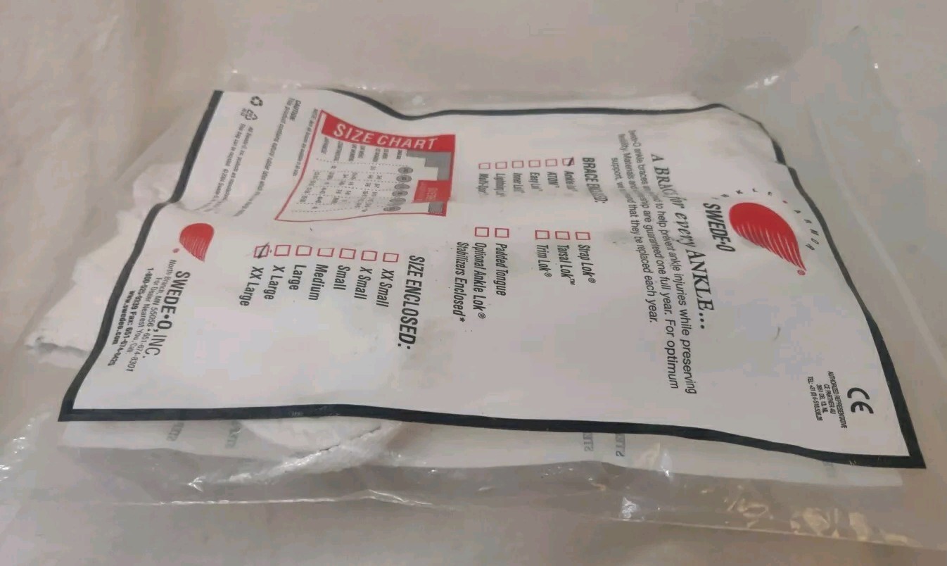 SWEDE-O Ankle Lok Brace Size XXL (US Size 15+) White Lace/Strap ~Good