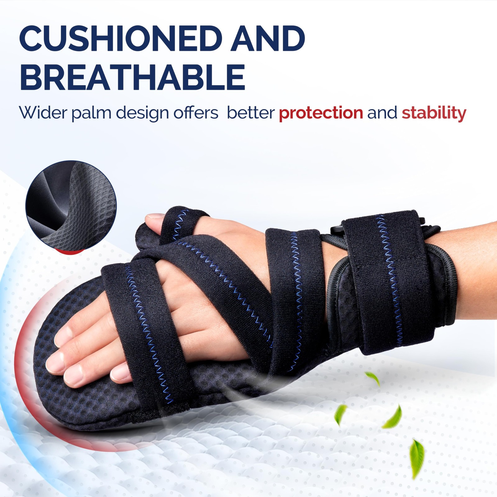 FEATOL Resting Hand Splint with Thumb Support for Men and Small/Medium, Black