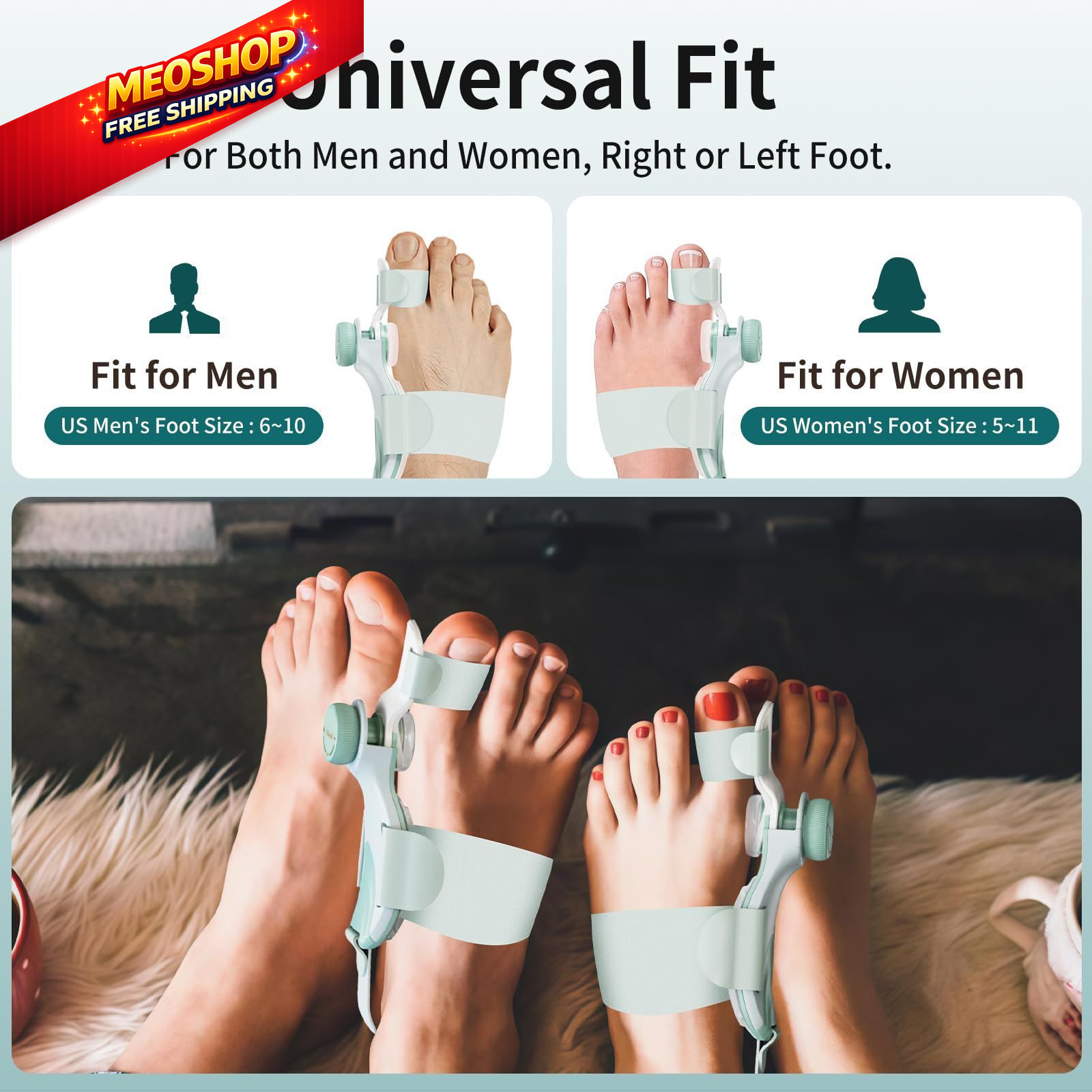 EliaValth 2 PCS Bunion Corrector for Women Big Toe, Adjustable Medium, Green