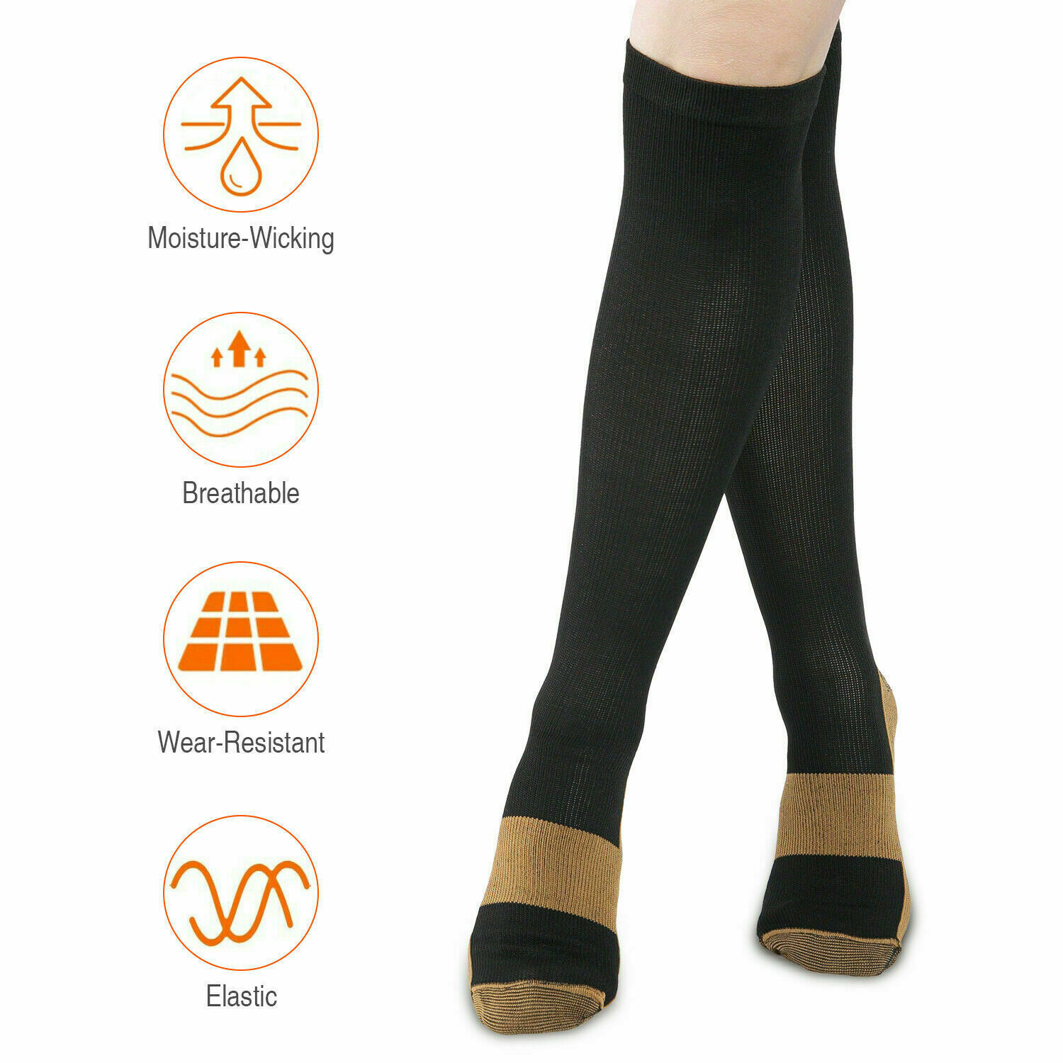 Best Graduated Compression Socks (3/6 Pairs) Black S-XXL 15-20mmHg Men’s Women’s