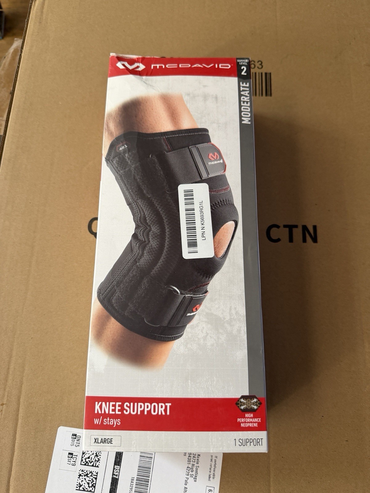 Mcdavid Level 2 Knee support w/ stays size Extra Large 16-17.5”