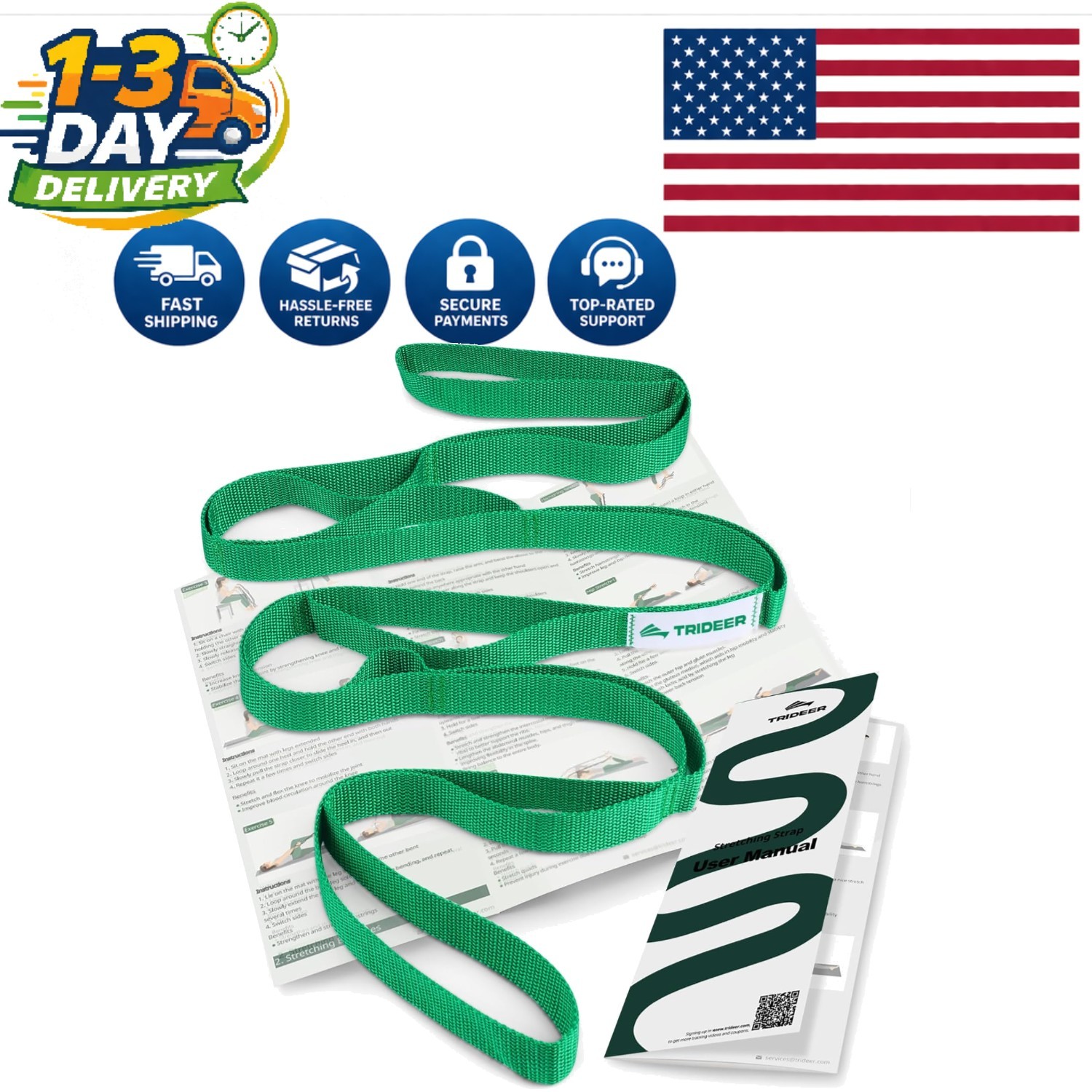 High-Quality 75″ Stretching Strap with Reinforced Loops for Daily Stretching