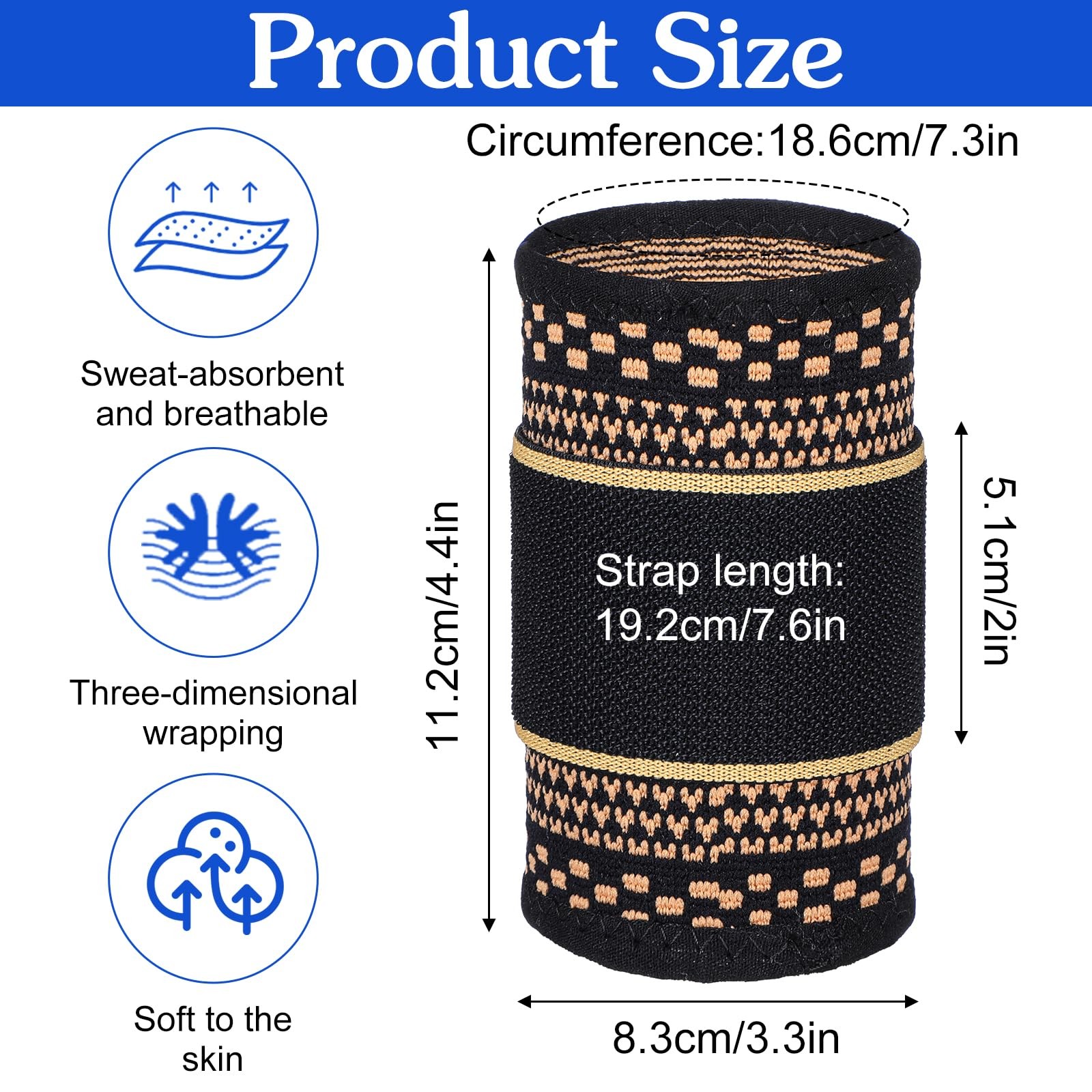 2 Pcs Wrist Compression Sleeve, Compression Wrist Sleeve Copper Wrists Sleeve…