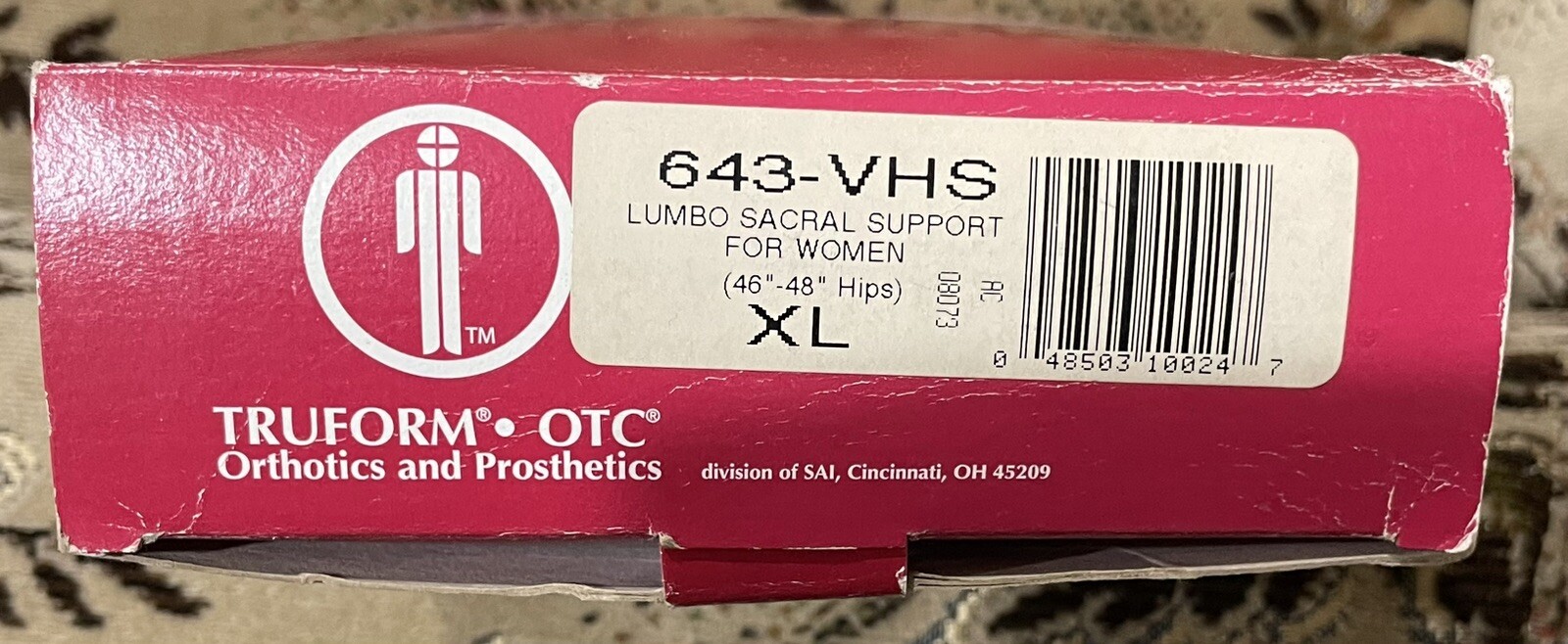 New TruForm OTC Lumbo Sacral Support for Women. XL 46-48” Hips. 643-VHS