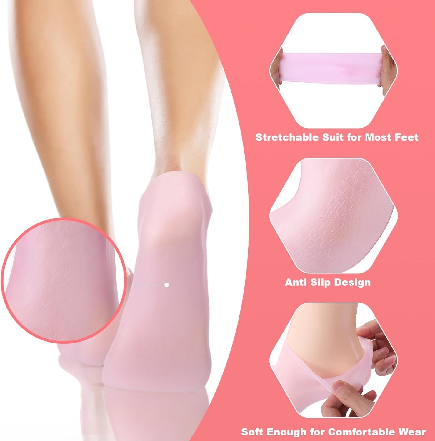 2 Pcs Silicone Foot Socks For Women Moisturizing Socks Foot Care Protector US