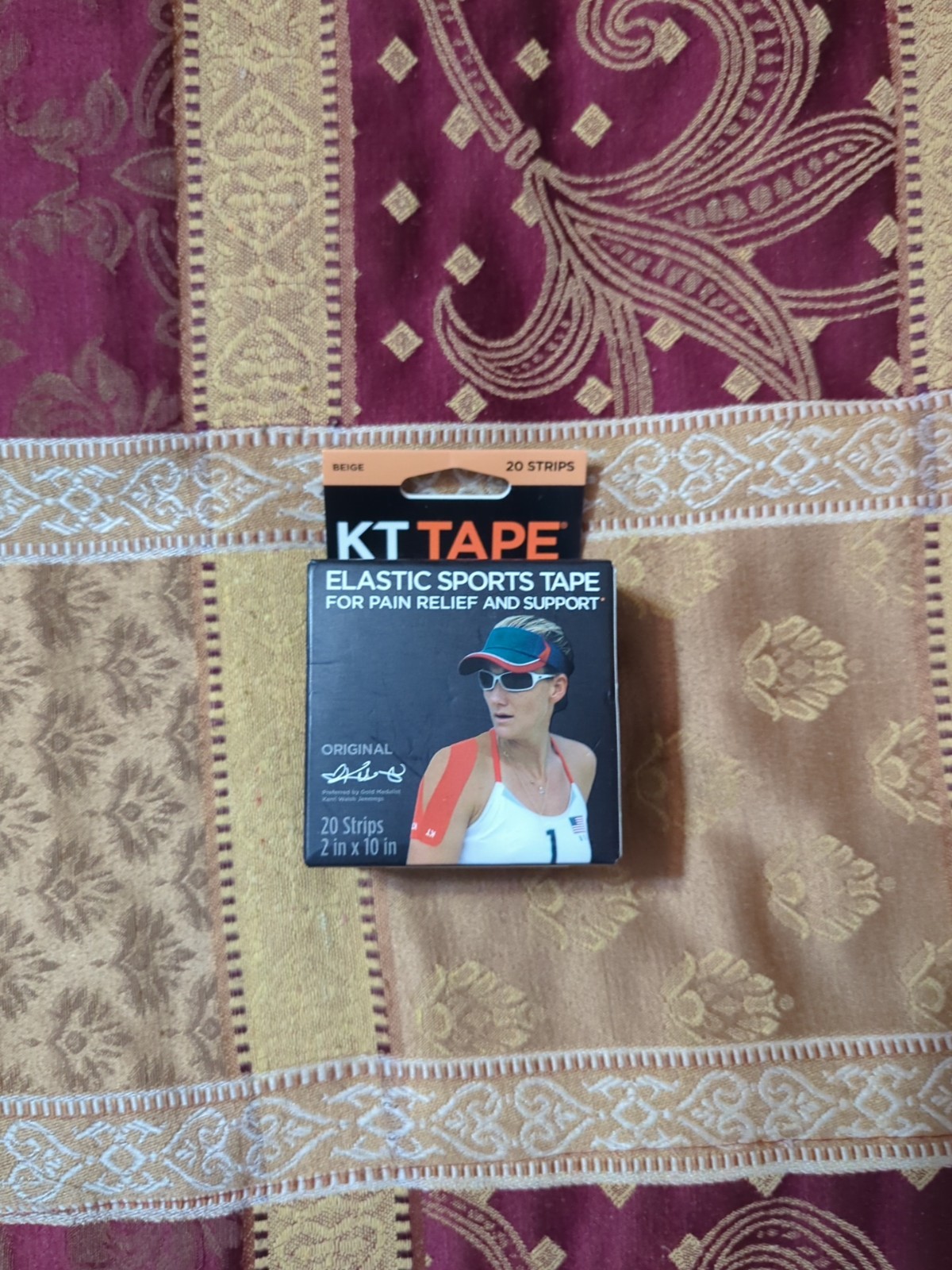 KT Elastic Sports Tape Pain Relief & Support Tan 14 Precut Strips New