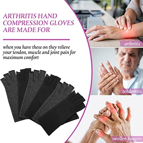 Compression Gloves 8 Pairs Fingerless Arthritis Pain Relief Unisex Men Women