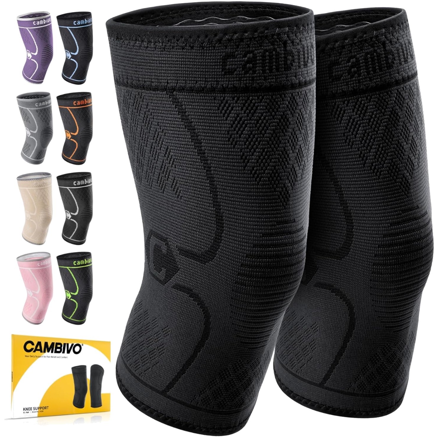 Knee Compression Sleeves 2-Pack for Knee Pain Relief