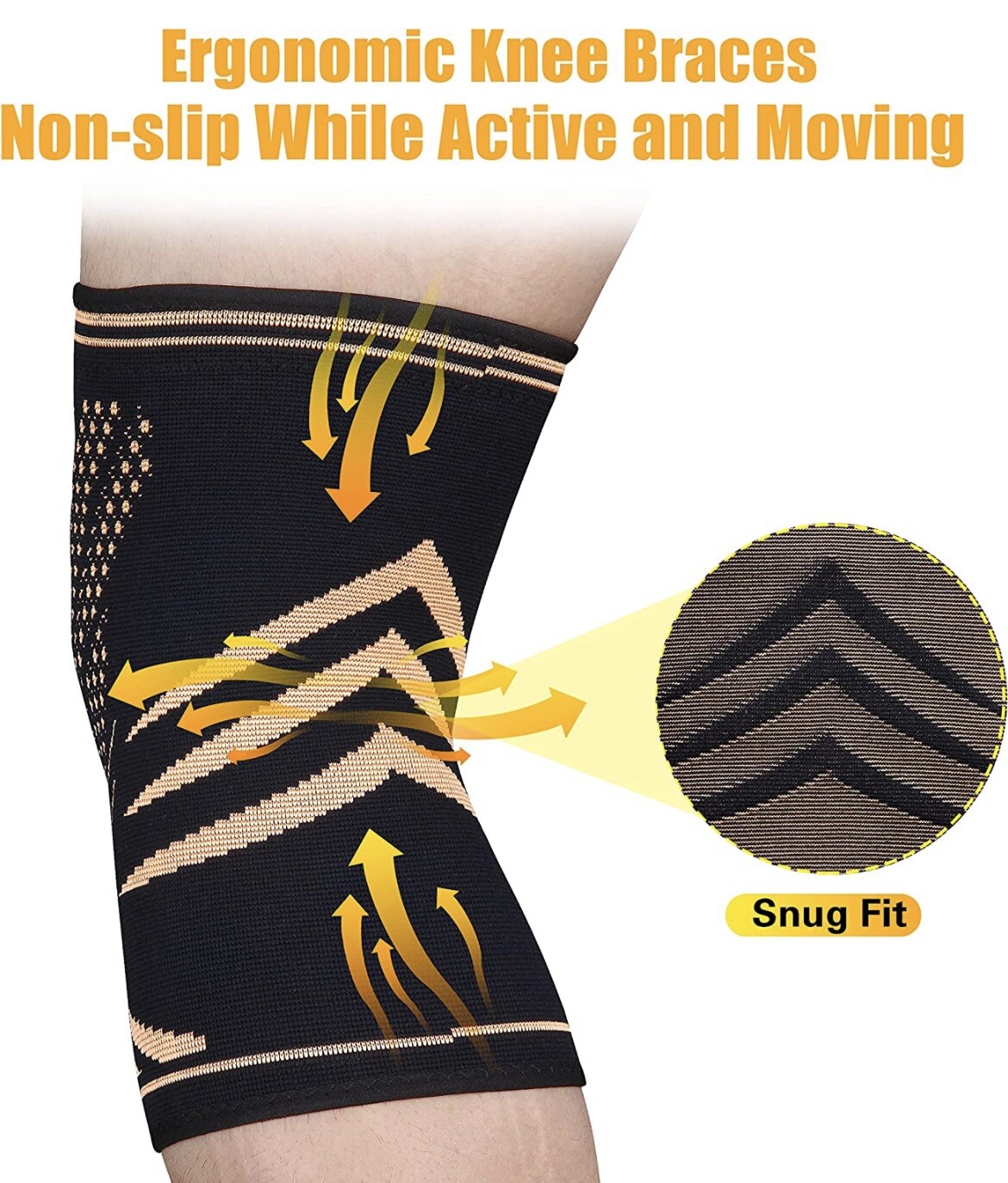 ihuan 2 Pack Copper Knee Braces Knee Compression Sleeves for Knee Pain Size XL