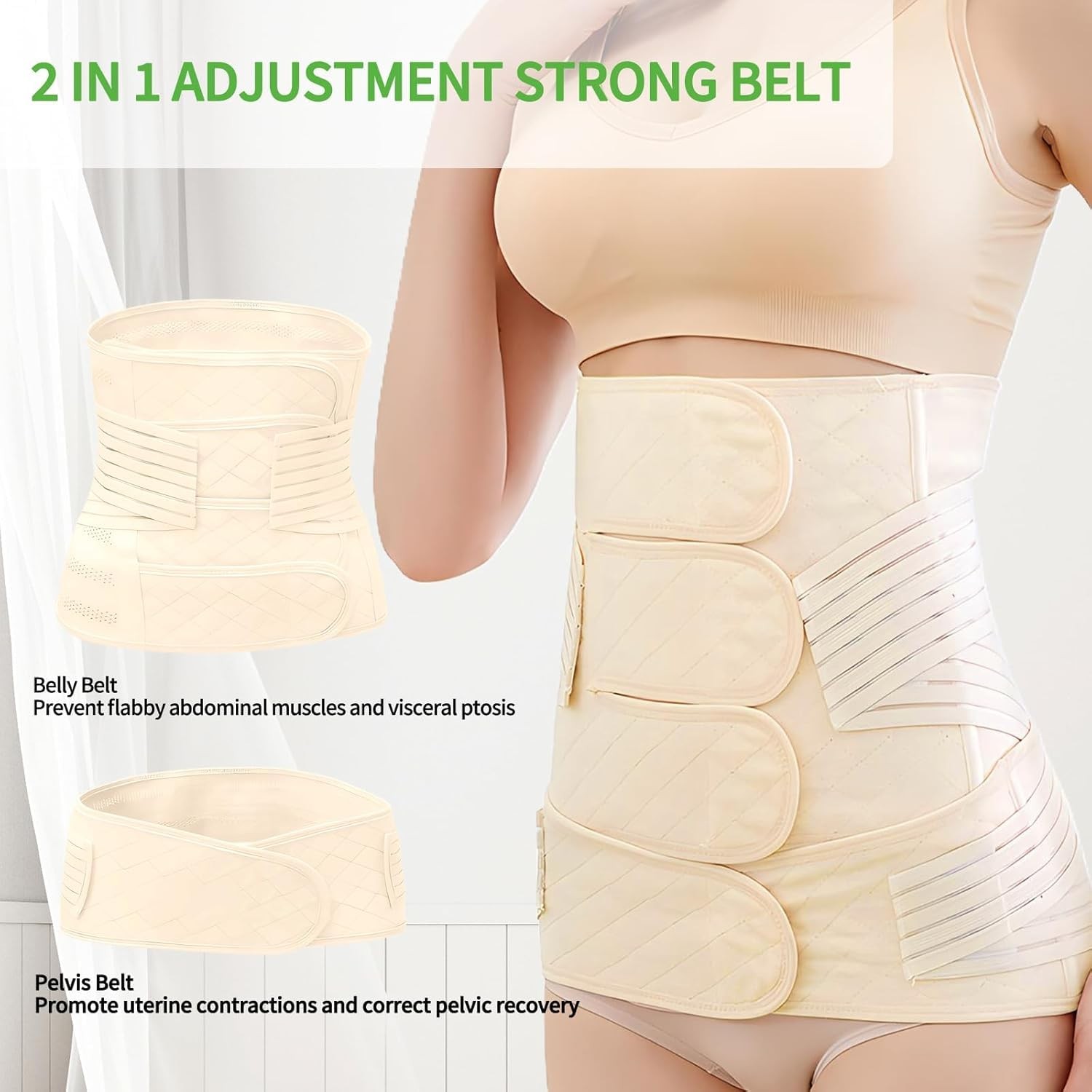 ZOLIQUEX XXX-Large 2 in 1 Postpartum Belly Band Wrap Beige, XXX-Large, Beige